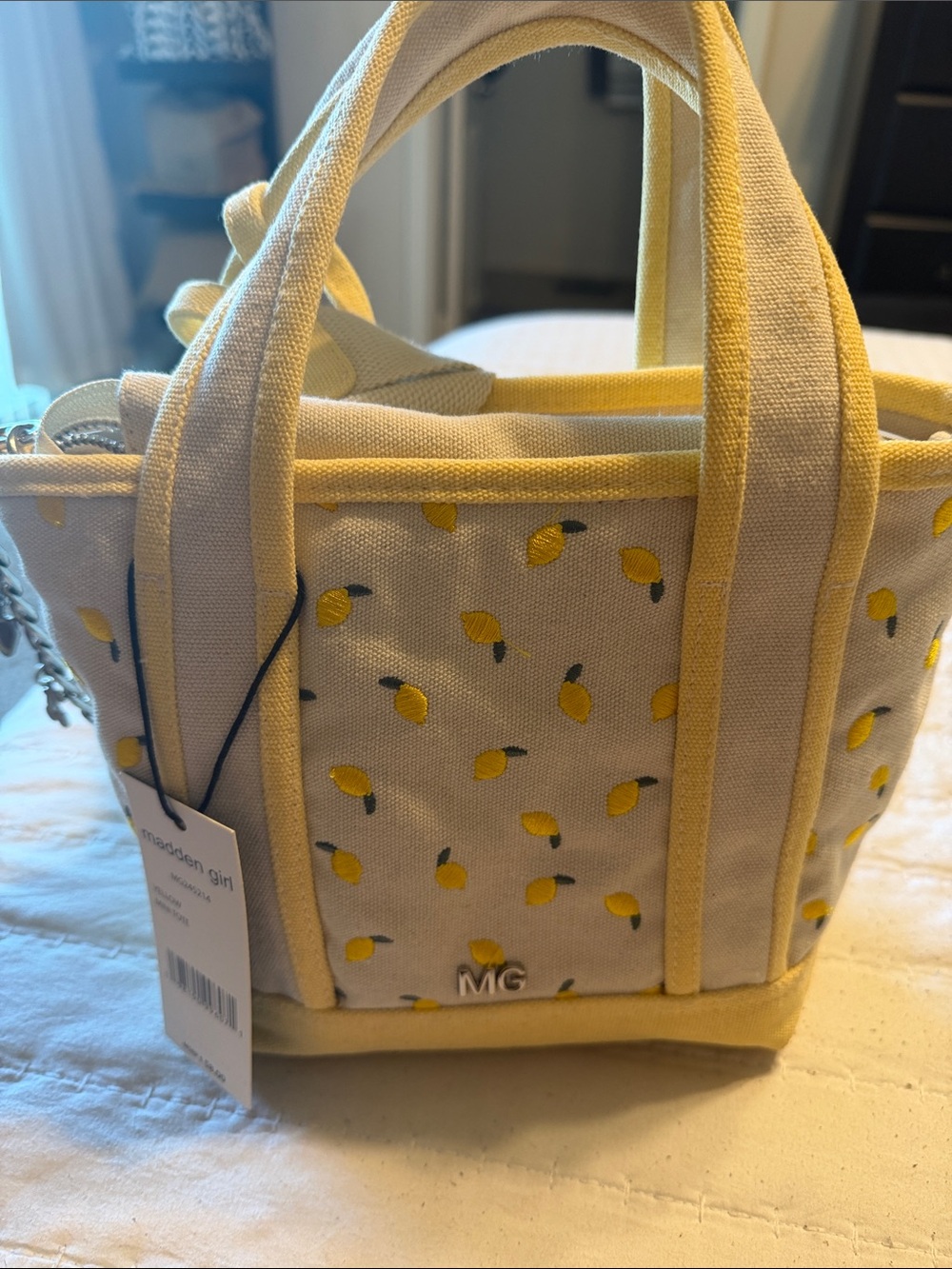 Madden Girl Yellow Lemon Print Canvas Tote